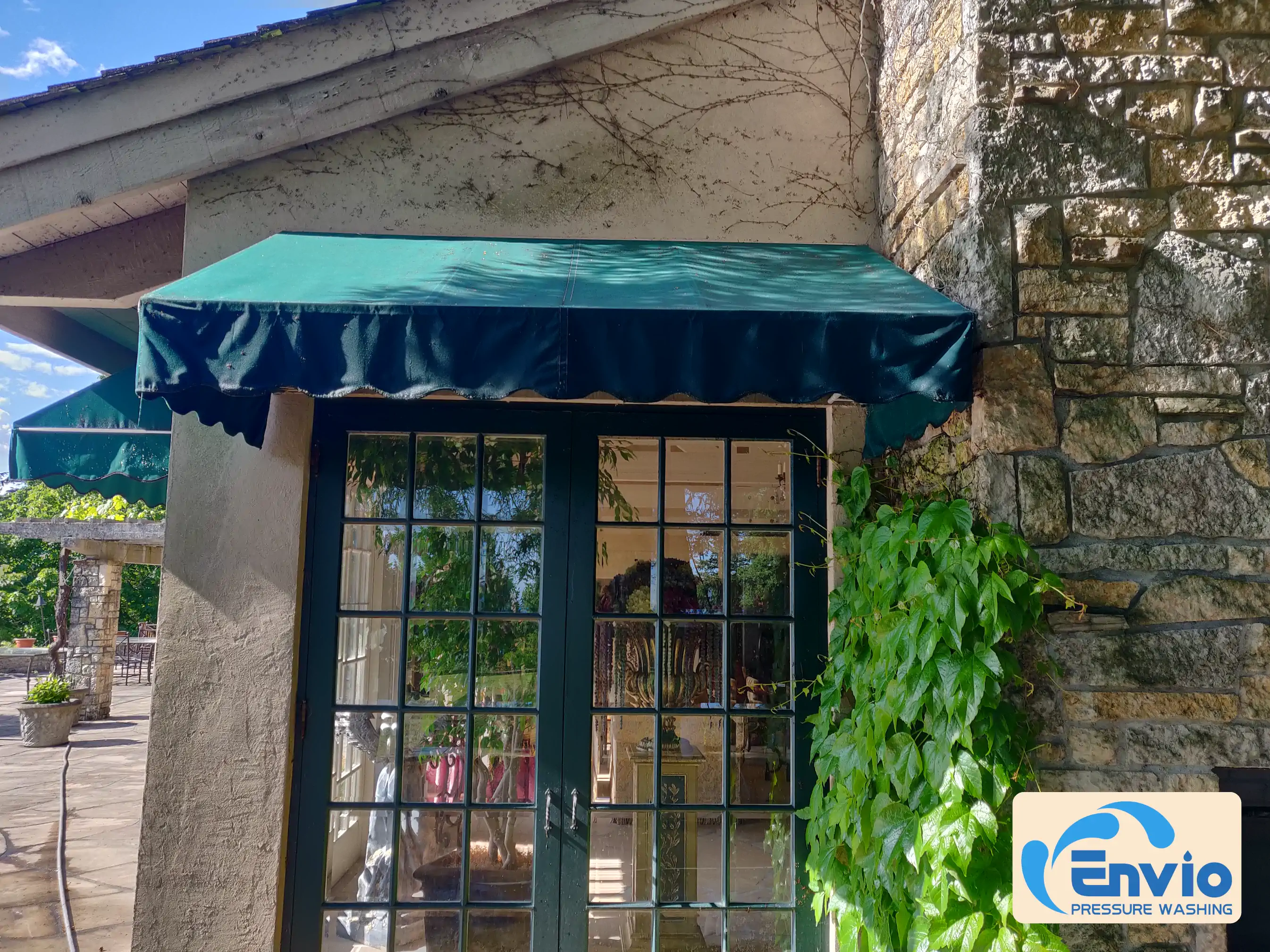 Fabric awning after