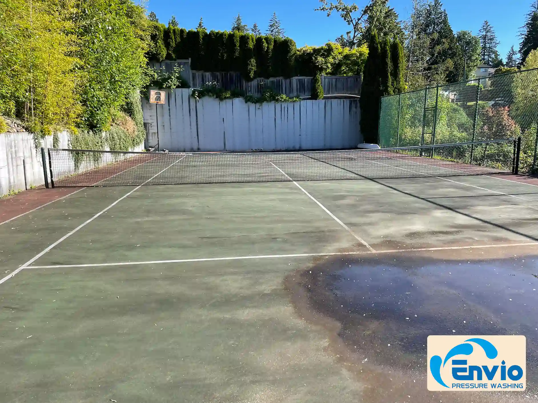 Tennis court before cleaning