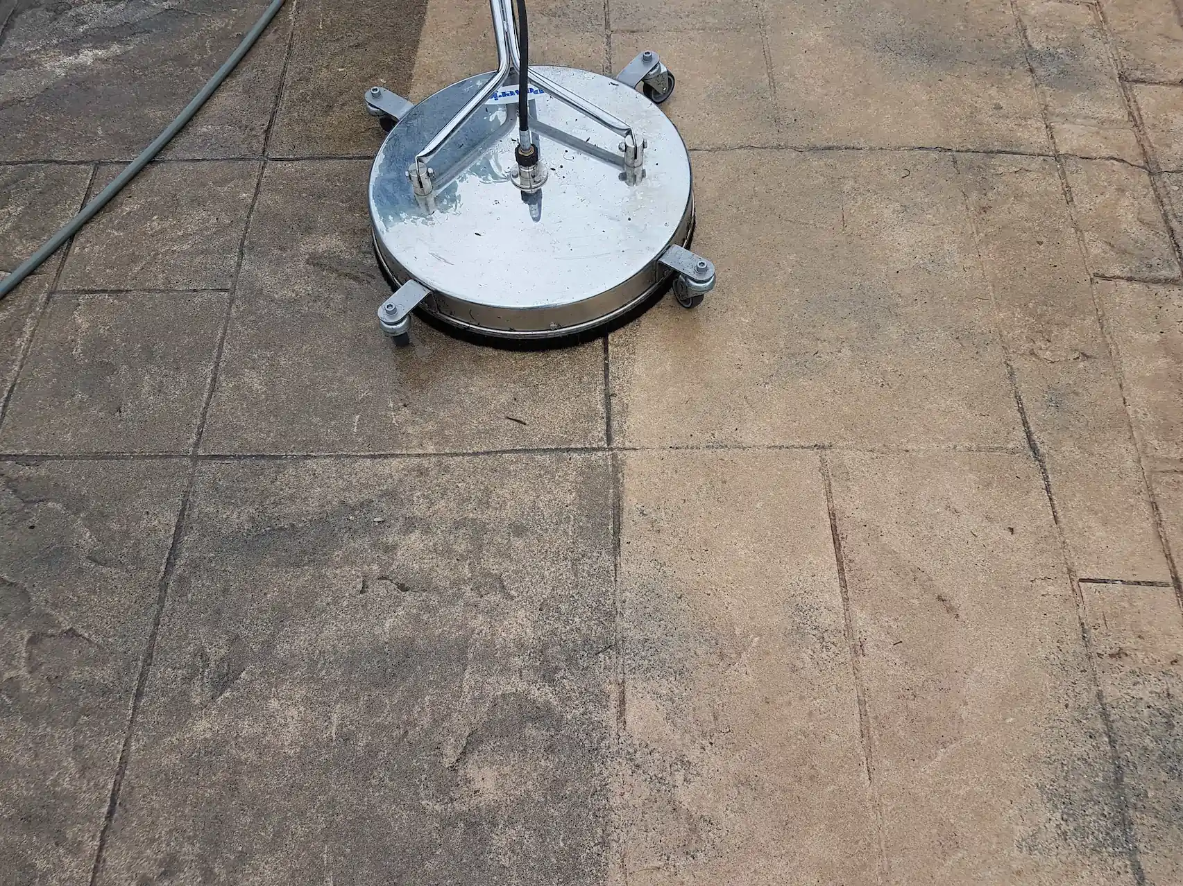 Surface cleaning stamped concrete