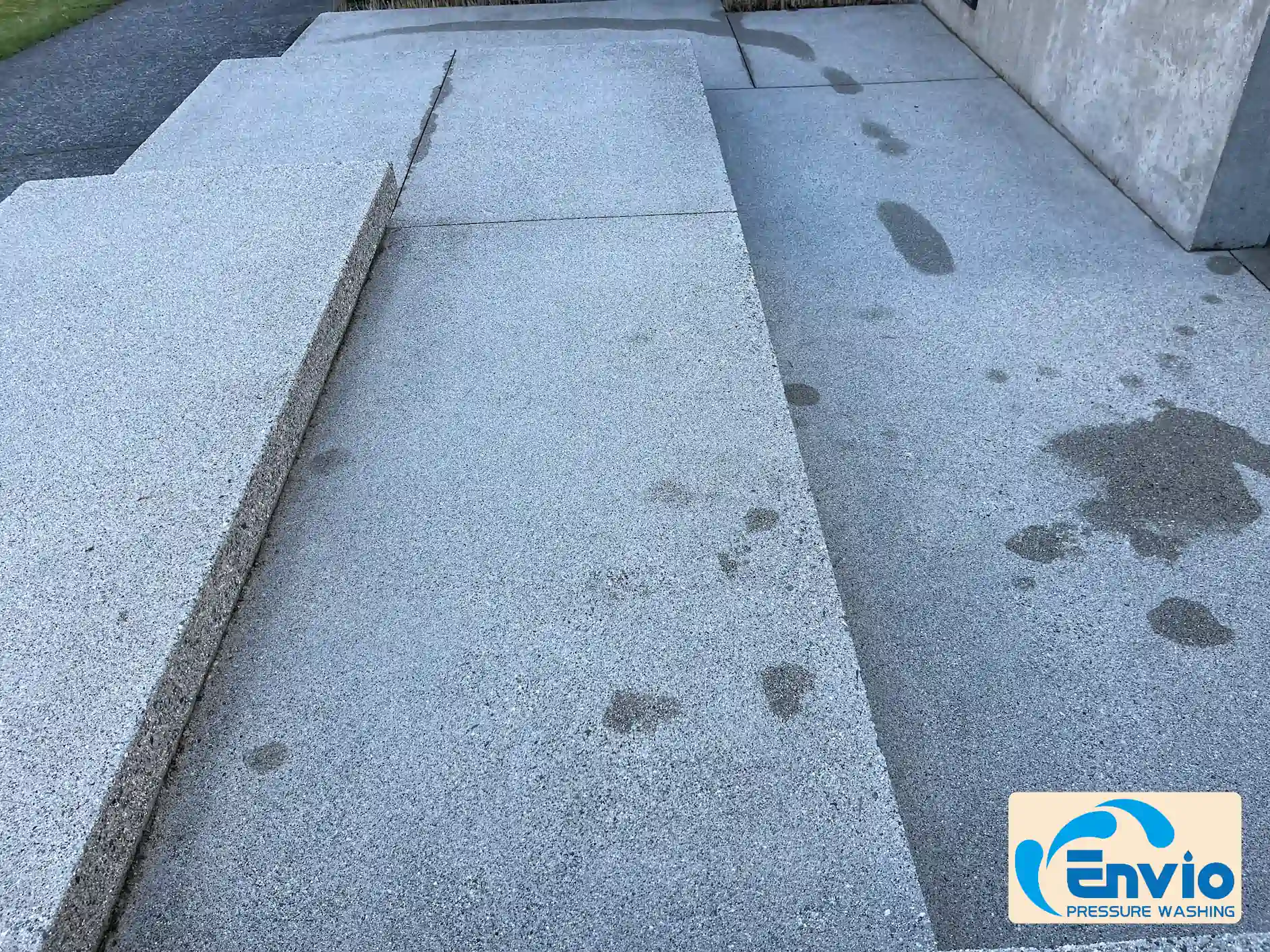 Badly cleaned concrete after