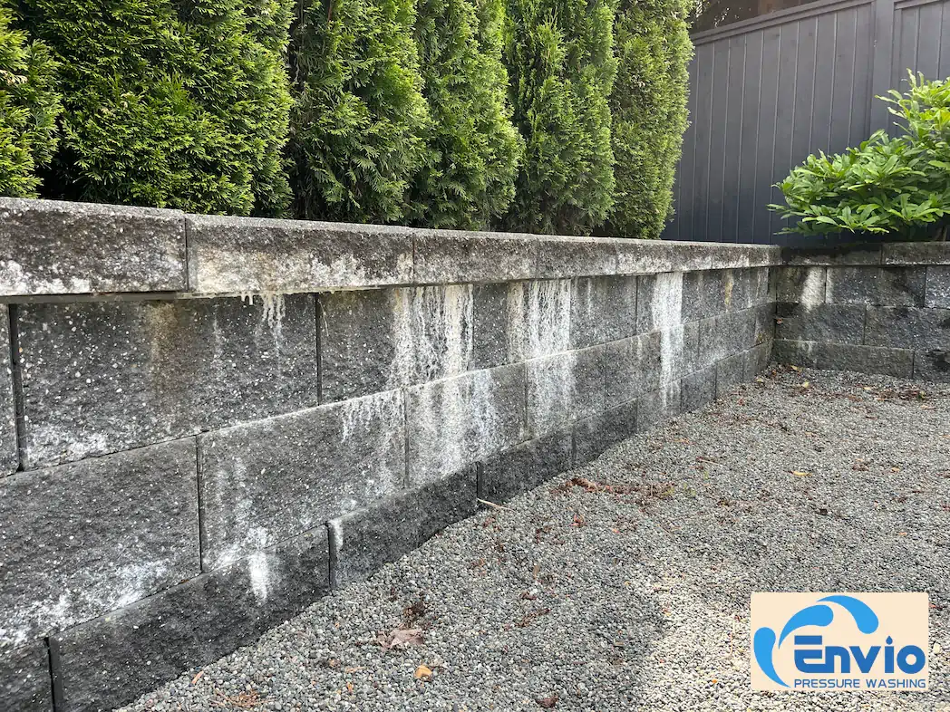 efflorescence removal from valleystone retaining wall before
