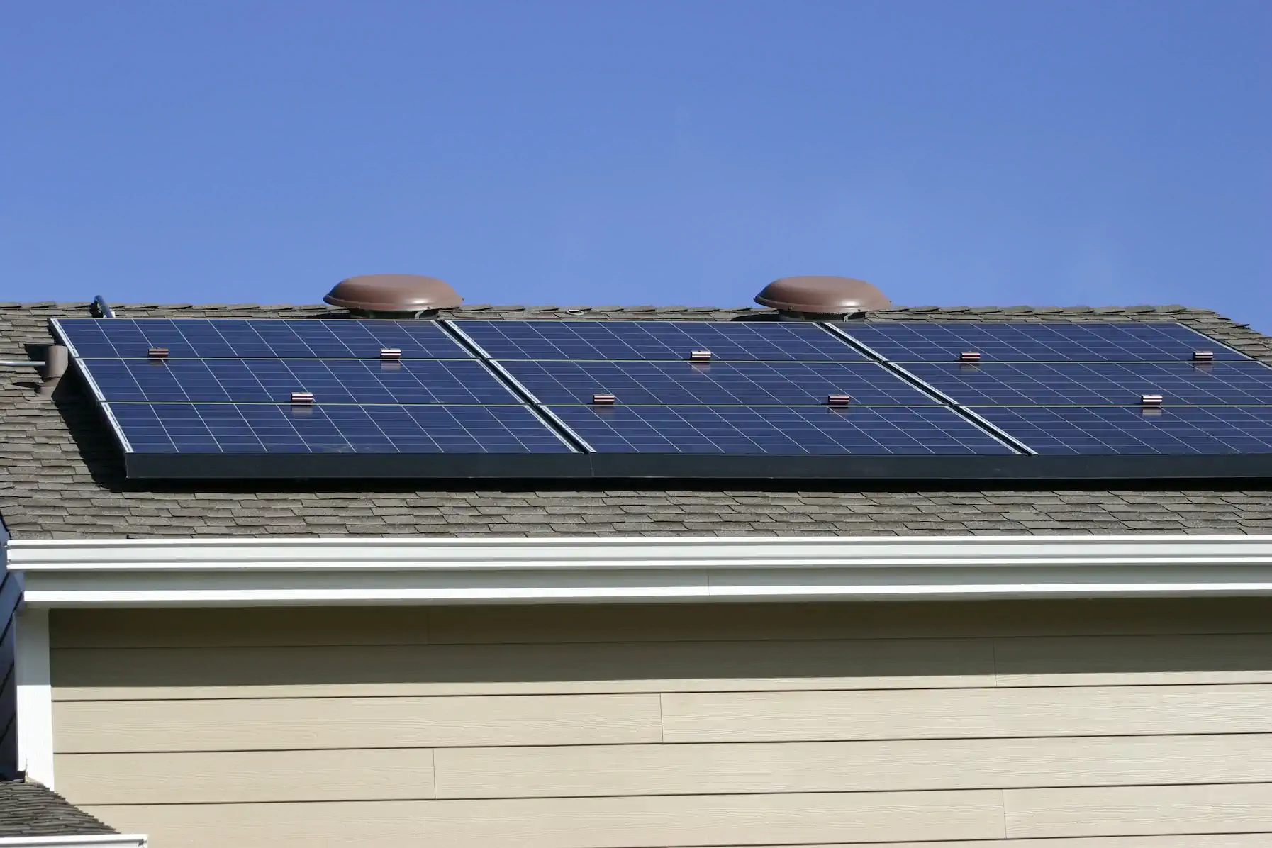 Solar panels on ashpalt roof